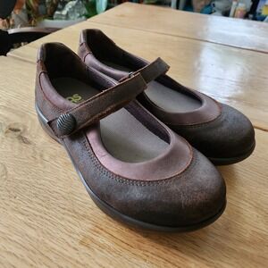 SAS Step Out Mary Jane Comfort Shoes Brown Leather Adjustable Strap Walking Sz 7